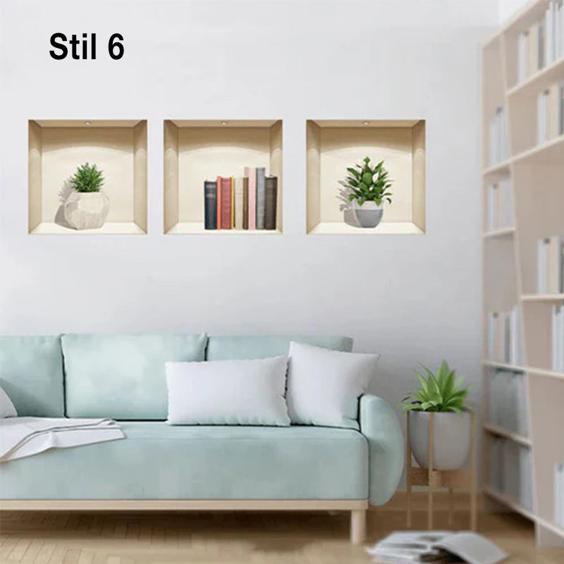 Selvklebende 3D planteveggklistremerker