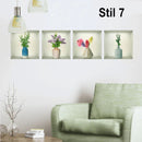 Selvklebende 3D planteveggklistremerker