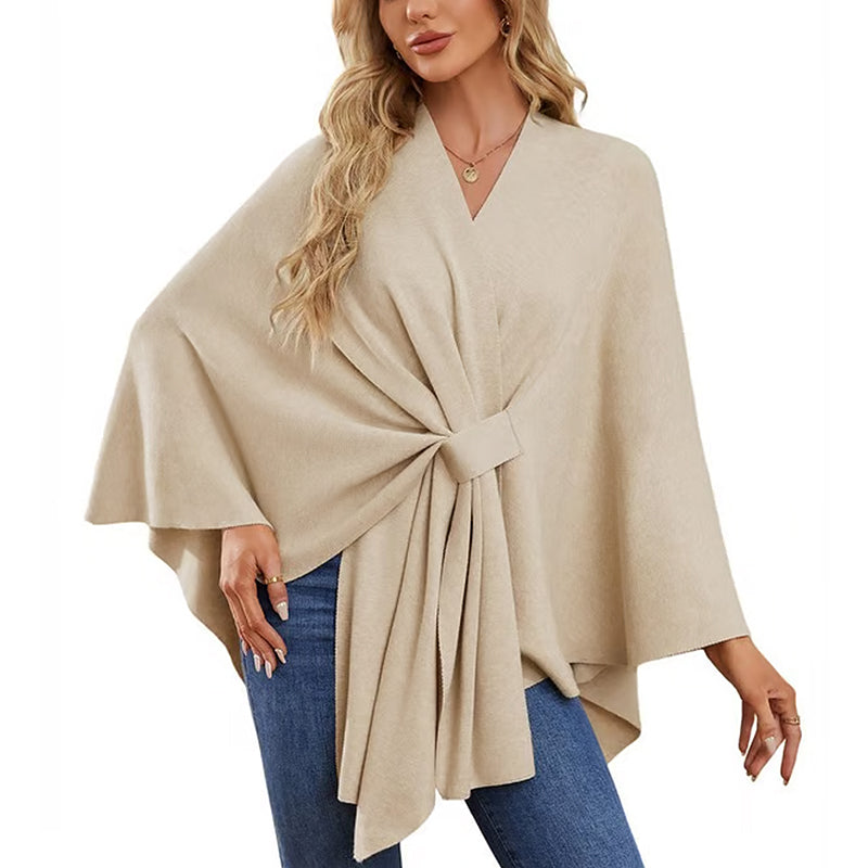 🔥Elegant poncho-genser med sjal og åpning foran