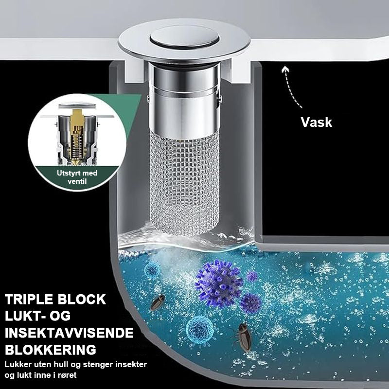 Isoler lukt og hindre kakerlakker-Rustfritt stål gulvavløpsfilter