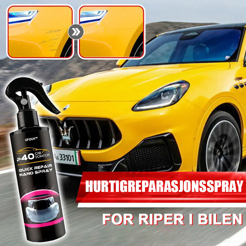 Spray for rask reparasjon av riper i bilen