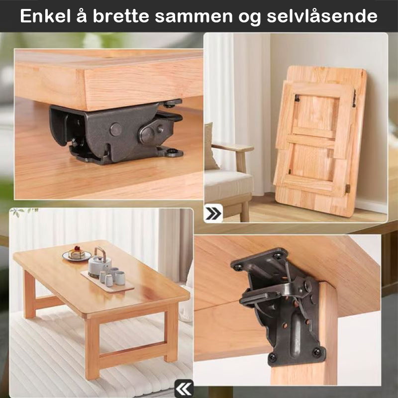 Kraftige sammenleggbare bordbenbeslag med selvlåsende hengsler