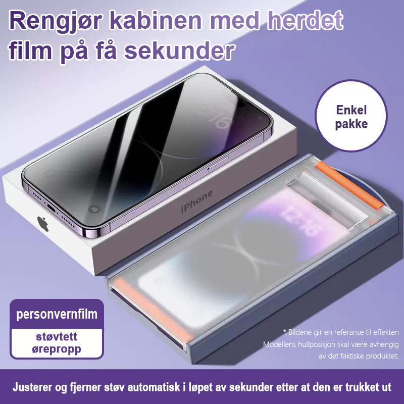 For iPhone Støvtett og krympefri herdet film + støvfritt filmverktøy