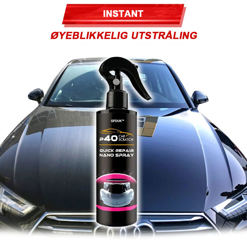 Spray for rask reparasjon av riper i bilen