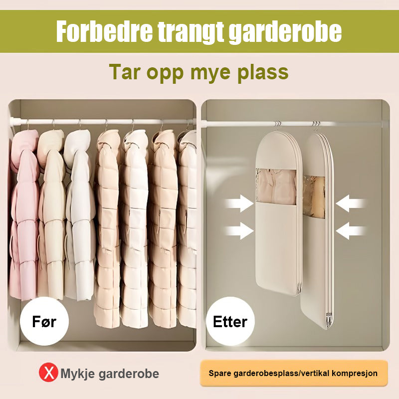 👕Plassbesparende hengende klesveske med selvkomprimerende glidelås