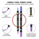 Tofarget akrylmalingspenne med dobbel ende