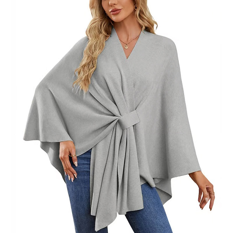 🔥Elegant poncho-genser med sjal og åpning foran