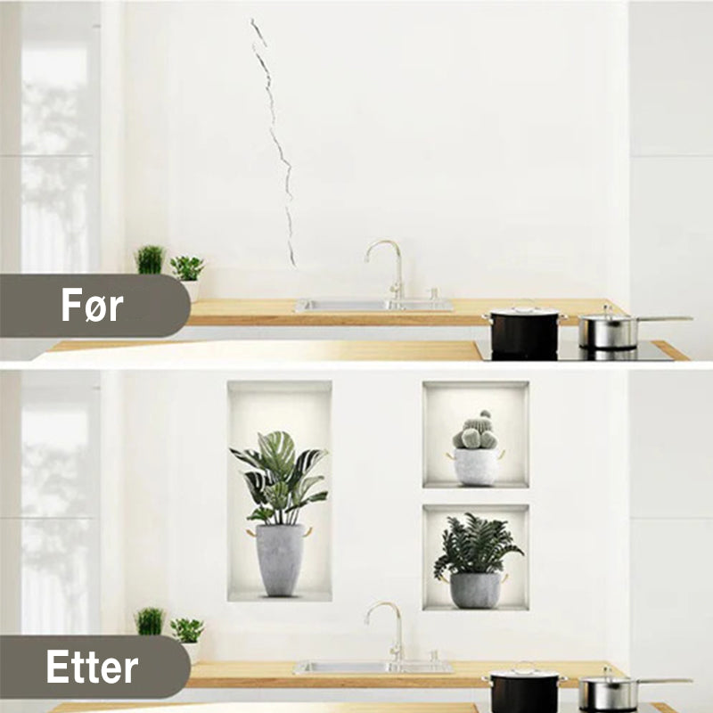 Selvklebende 3D planteveggklistremerker