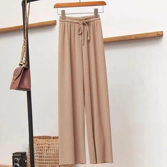 Ice Silk Wide Leg Damebukse med vide ben