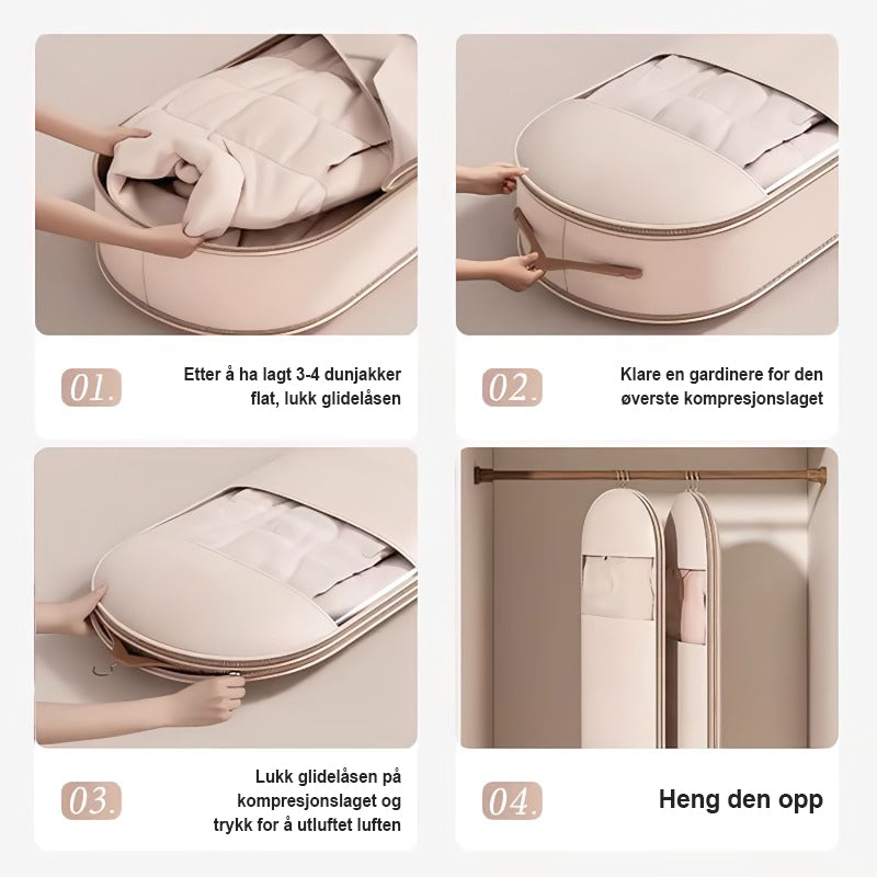 👕Plassbesparende hengende klesveske med selvkomprimerende glidelås