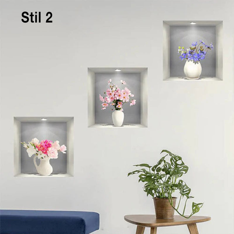 Selvklebende 3D planteveggklistremerker