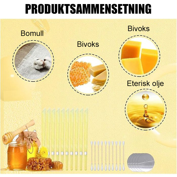 Naturlig blusset bivoks ørelys