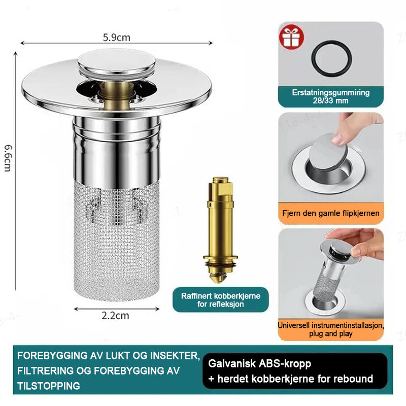 Isoler lukt og hindre kakerlakker-Rustfritt stål gulvavløpsfilter