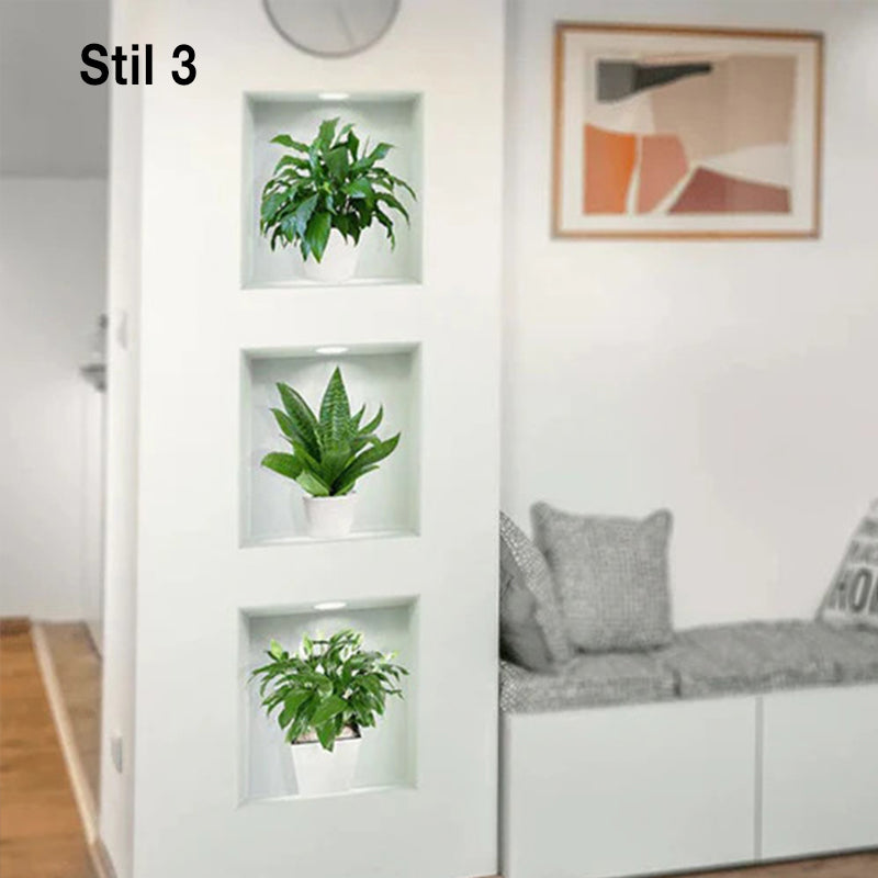 Selvklebende 3D planteveggklistremerker