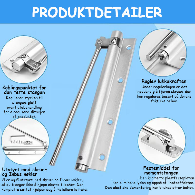 Automatisk dørhengsel med selvlukking