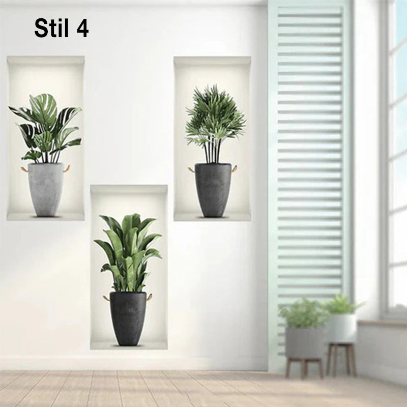 Selvklebende 3D planteveggklistremerker