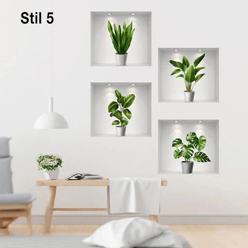 Selvklebende 3D planteveggklistremerker