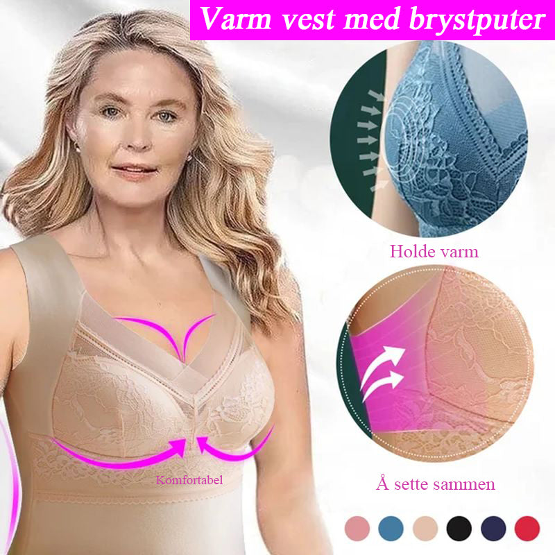 2 i 1 varm vest med brystputer