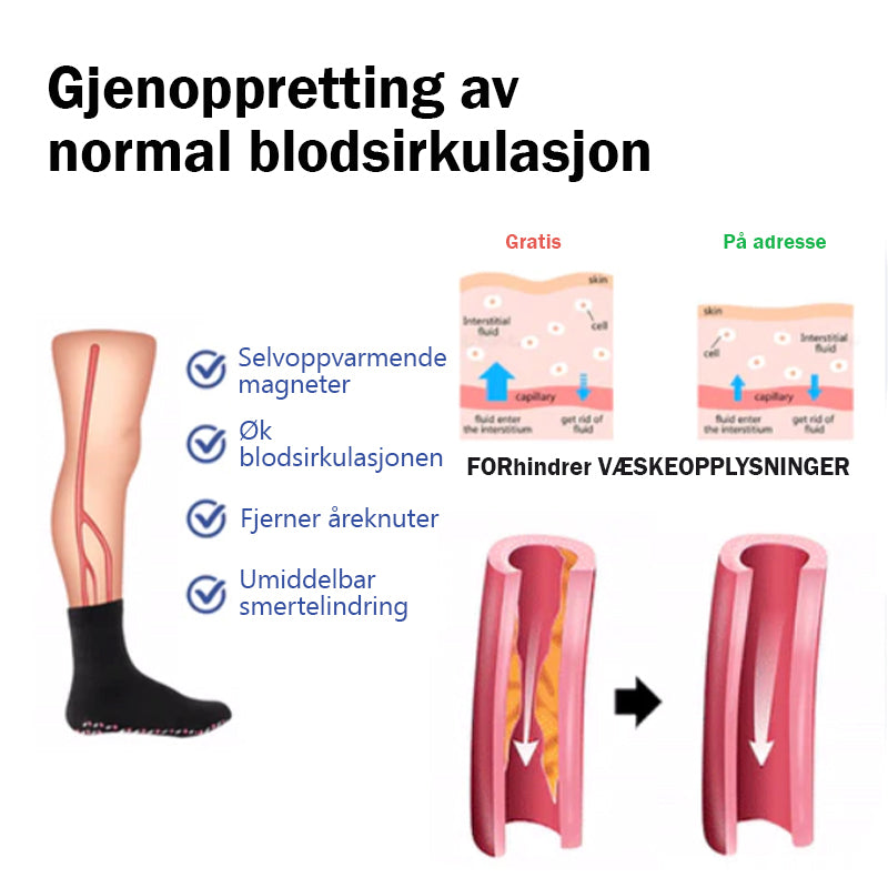 Turmalin akupressur selvoppvarmende treningssokker